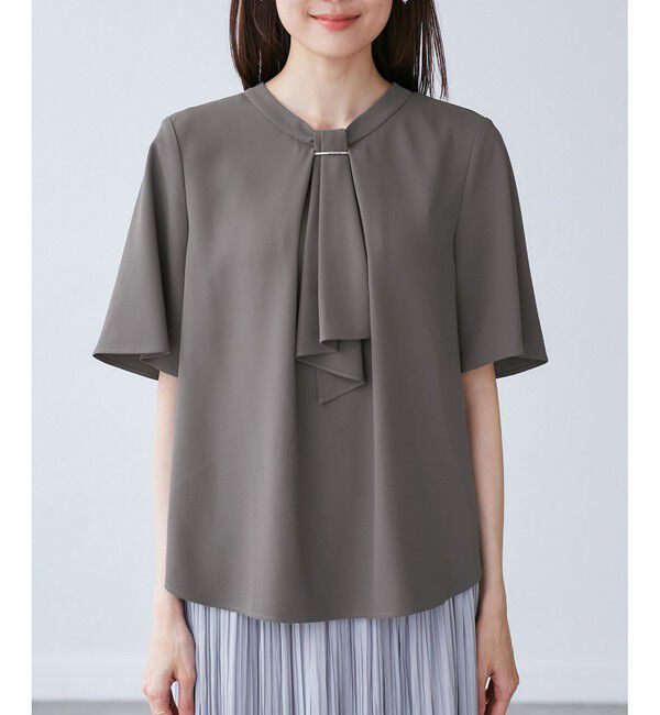 Rope&rsquo;Picnic「メタルパーツフロントフリルタイブラウス/通勤対応」|シャツ・ブラウス|