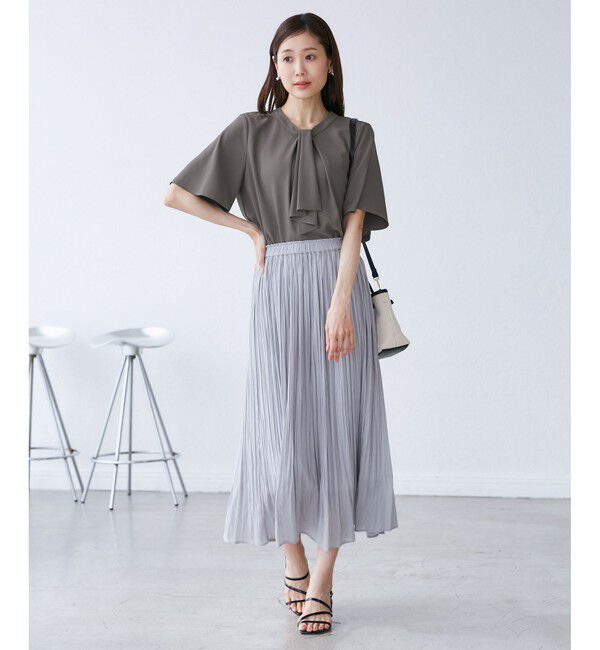 Rope&rsquo;Picnic「メタルパーツフロントフリルタイブラウス/通勤対応」|シャツ・ブラウス|