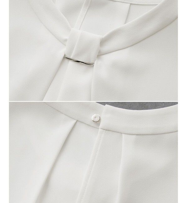 Rope&rsquo;Picnic「メタルパーツフロントフリルタイブラウス/通勤対応」|シャツ・ブラウス|