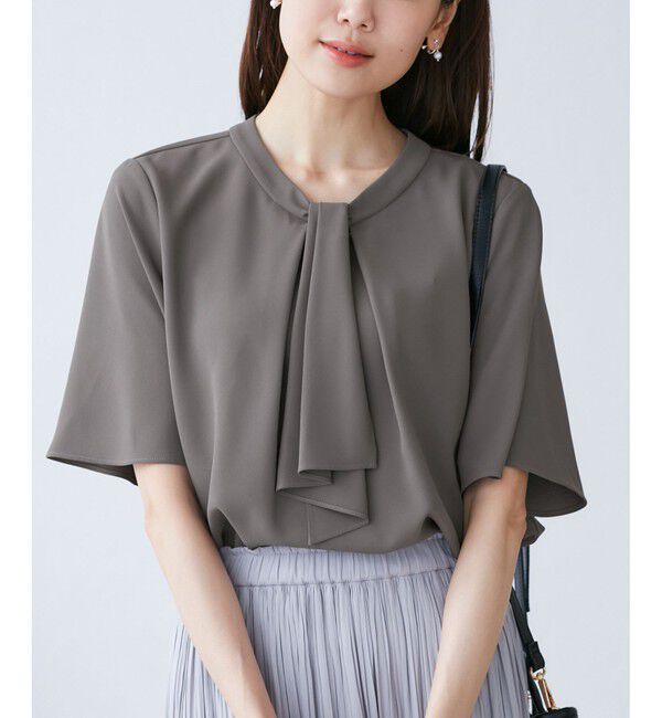 Rope&rsquo;Picnic「メタルパーツフロントフリルタイブラウス/通勤対応」|シャツ・ブラウス|