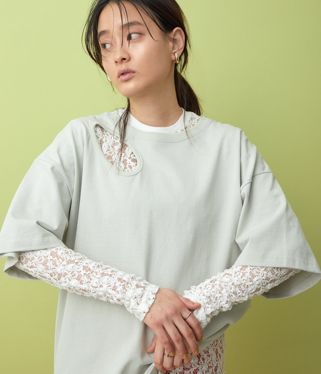 ADAM ET ROPE'「【Near by me】Simple point t-shirt」|Tシャツ・カットソー|