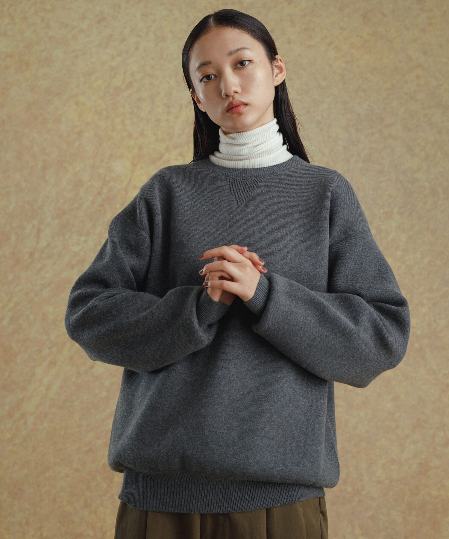 ADAM ET ROPE'「《ドラマ着用》杢スウェット クルーネック ニットプルオーバー/ヘビーウエイト/ユニセックス」|ニット・セーター|