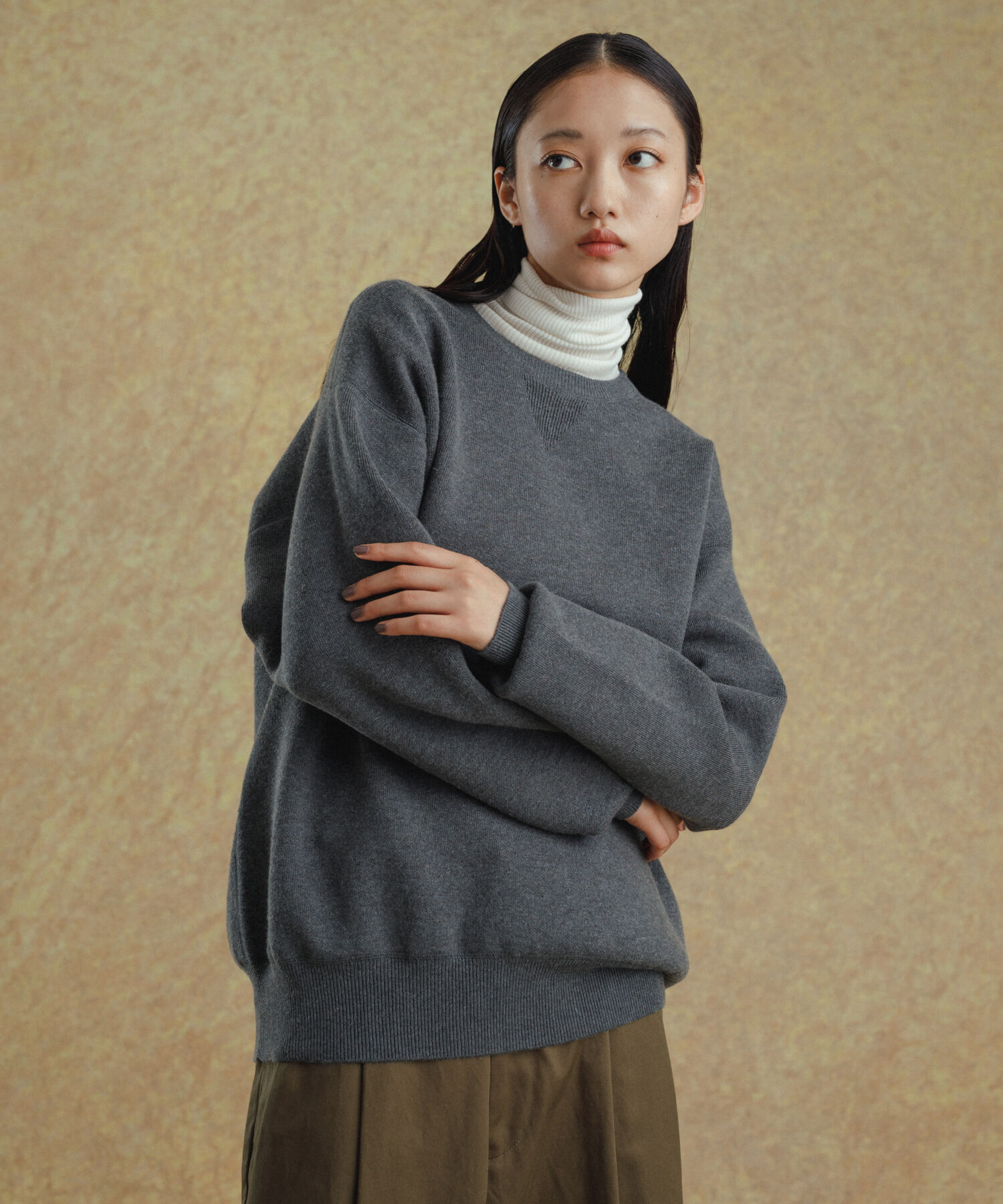 ADAM ET ROPE'「《ドラマ着用》杢スウェット クルーネック ニットプルオーバー/ヘビーウエイト/ユニセックス」|ニット・セーター|