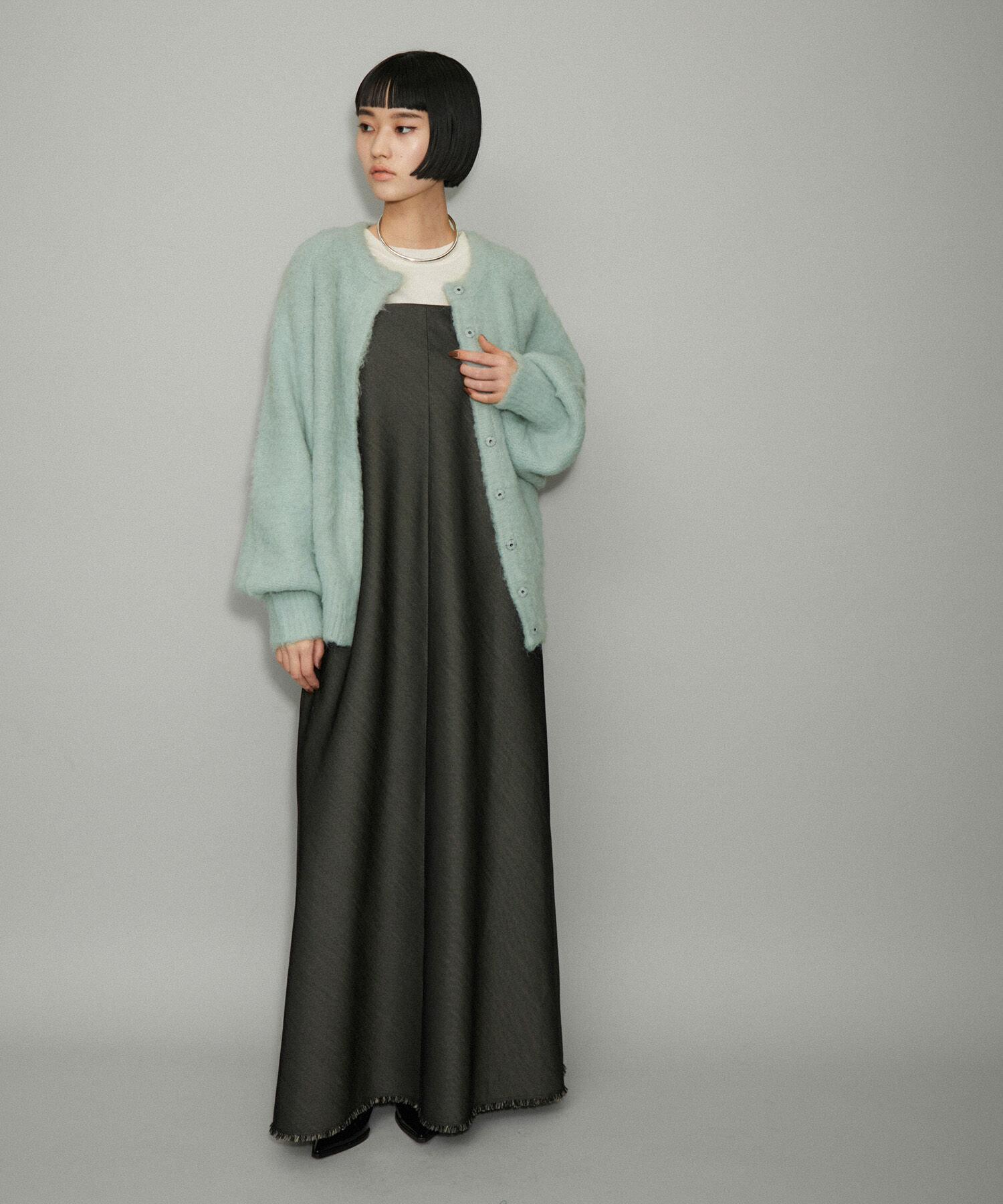 ADAM ET ROPE'「【WEB限定(一部店舗展開あり)】ファーニットミドルカーディガン」|カーディガン|