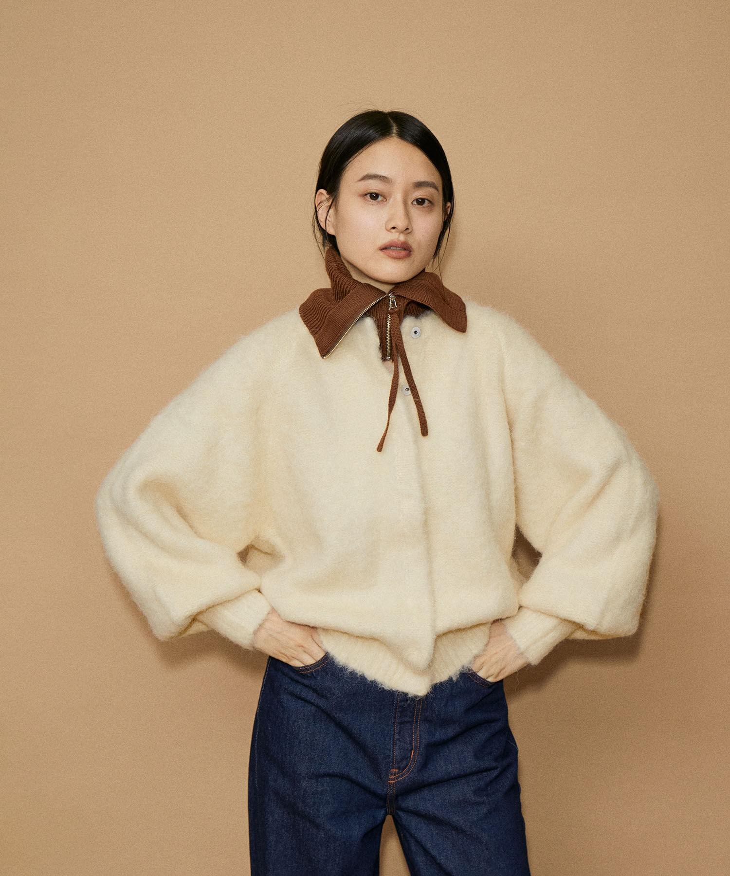 ADAM ET ROPE'「【WEB限定(一部店舗展開あり)】ファーニットミドルカーディガン」|カーディガン|