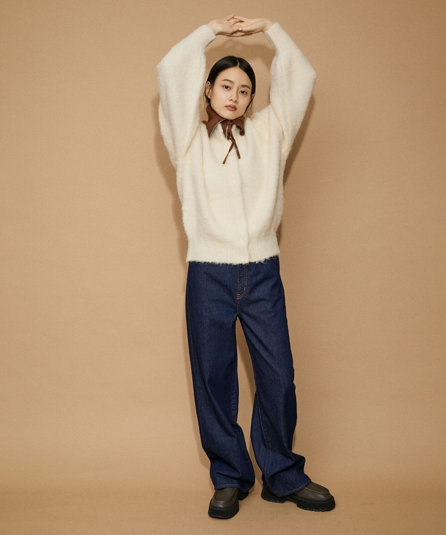 ADAM ET ROPE'「【WEB限定(一部店舗展開あり)】ファーニットミドルカーディガン」|カーディガン|