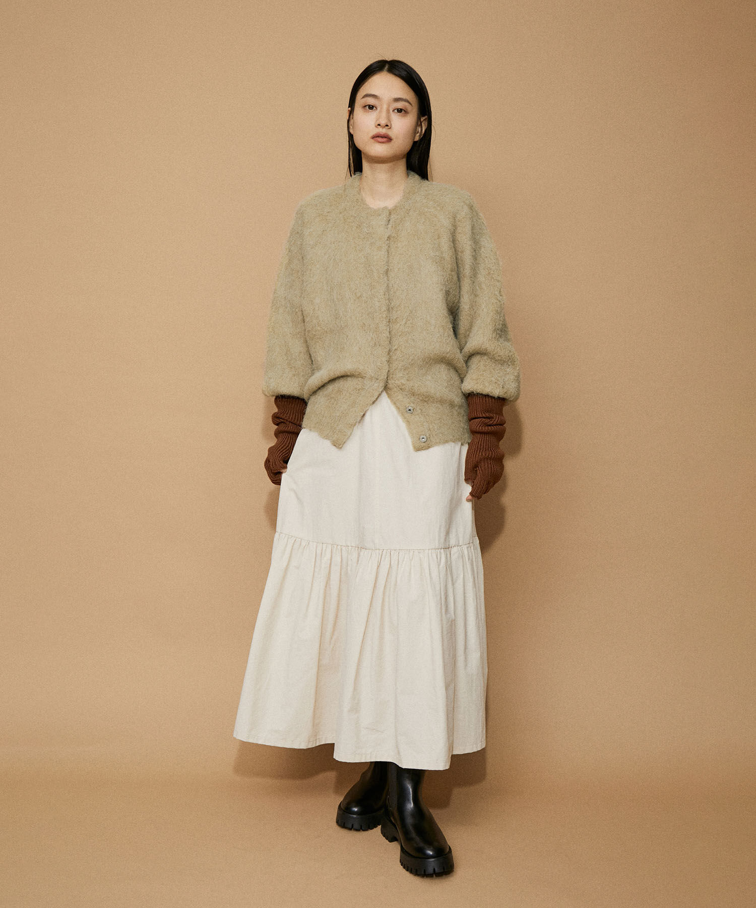 ADAM ET ROPE'「【WEB限定(一部店舗展開あり)】ファーニットミドルカーディガン」|カーディガン|