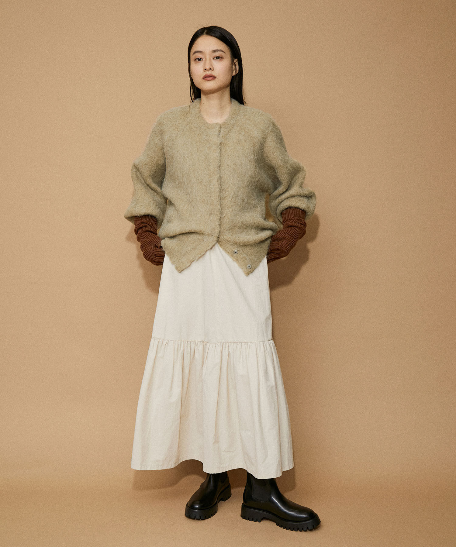 ADAM ET ROPE'「【WEB限定(一部店舗展開あり)】ファーニットミドルカーディガン」|カーディガン|