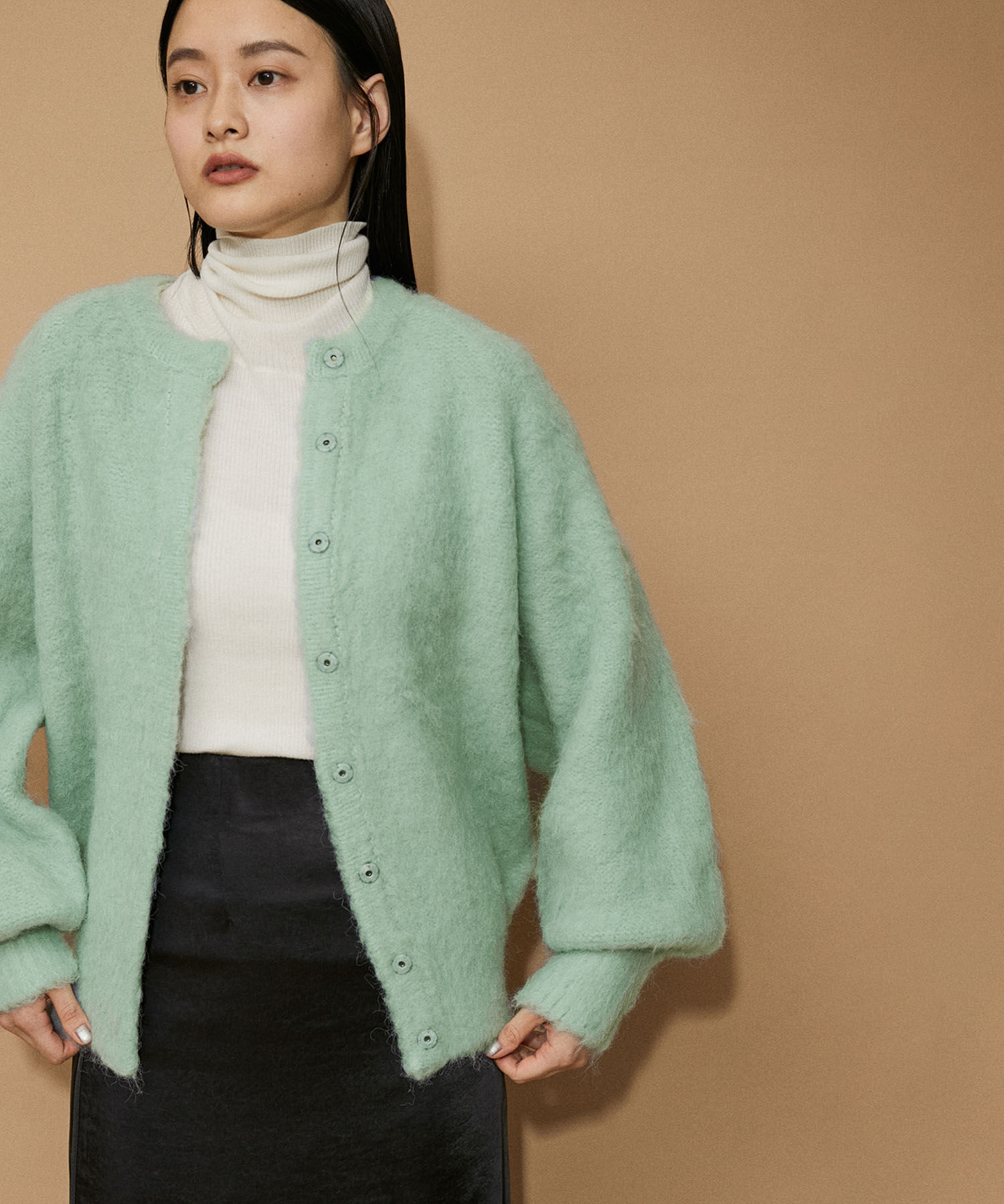 ADAM ET ROPE'「【WEB限定(一部店舗展開あり)】ファーニットミドルカーディガン」|カーディガン|