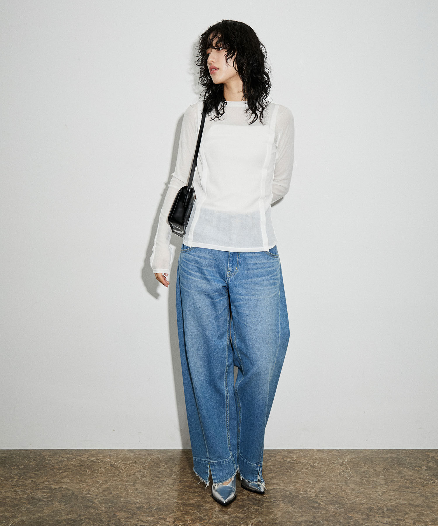 ADAM ET ROPE'「シアーテレコタックニュアンスロンTEE」|Tシャツ・カットソー|