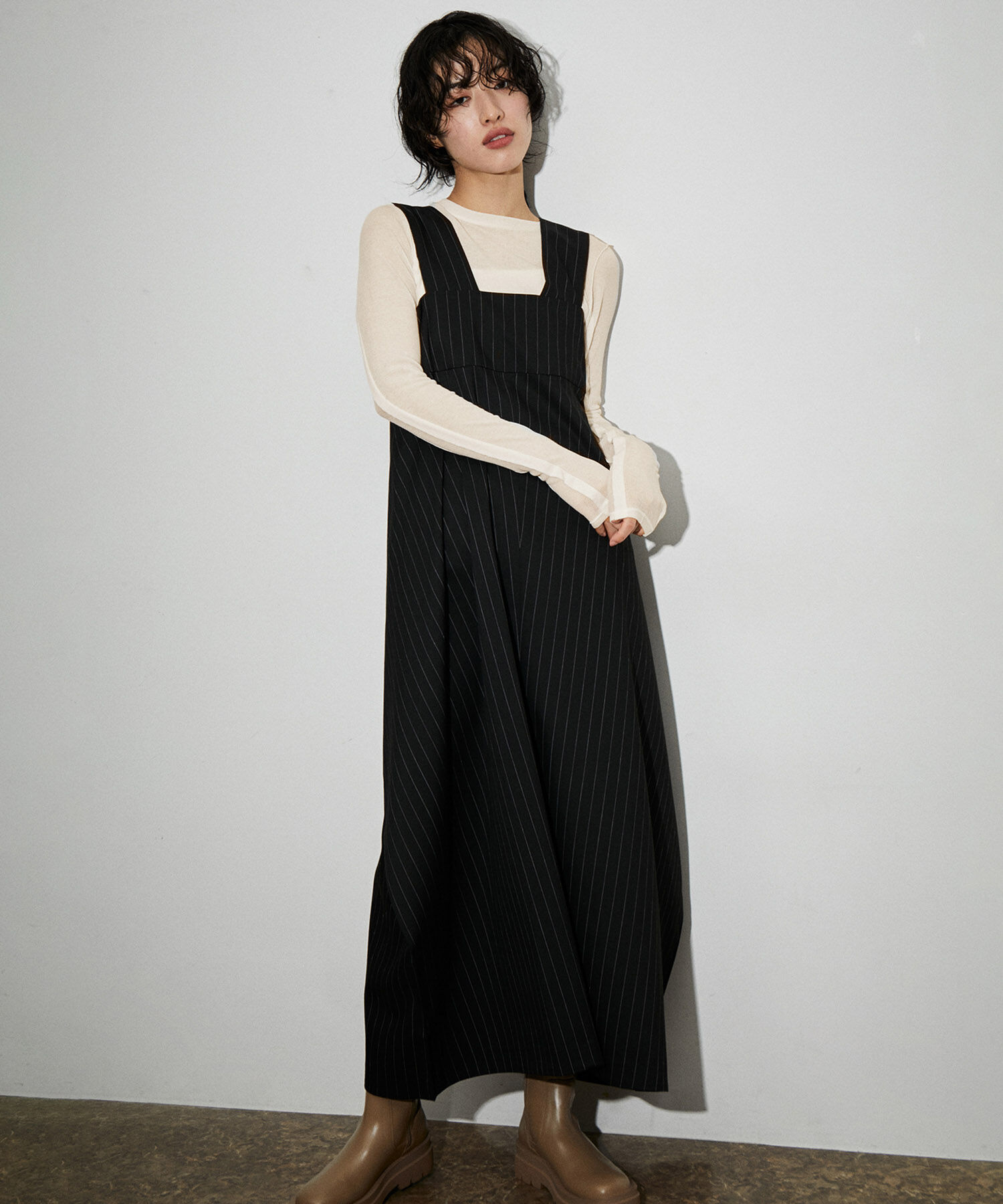 ADAM ET ROPE'「シアーテレコタックニュアンスロンTEE」|Tシャツ・カットソー|