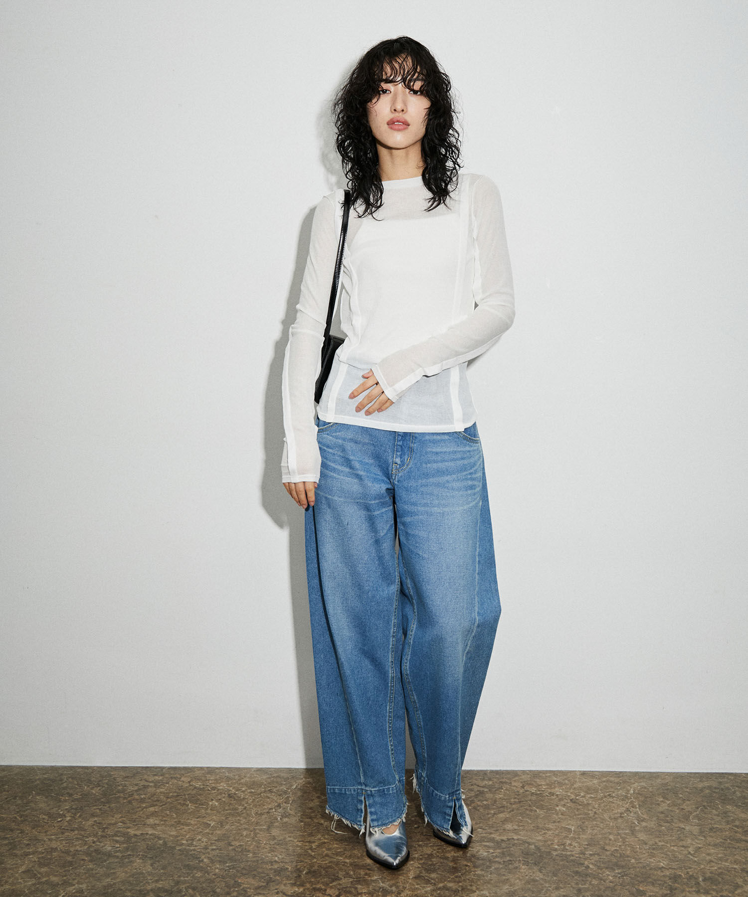 ADAM ET ROPE'「シアーテレコタックニュアンスロンTEE」|Tシャツ・カットソー|