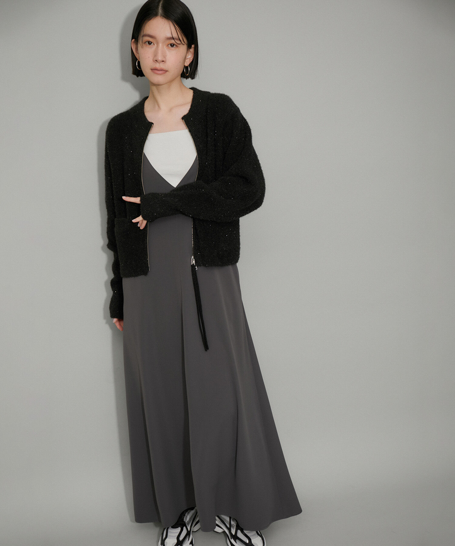 ADAM ET ROPE'「【WEB限定・新色追加】ラメニットカーディガン」|カーディガン|