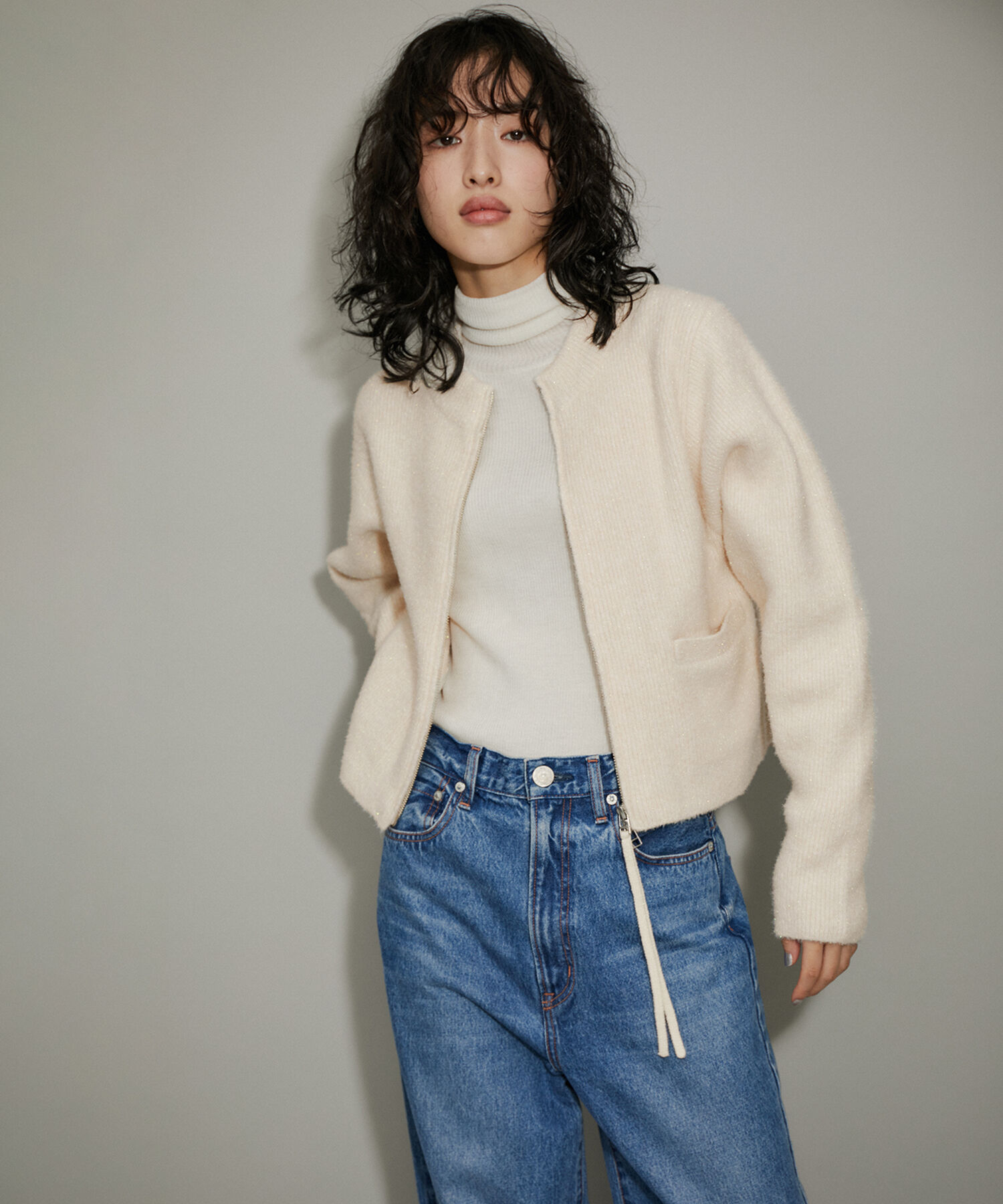 ADAM ET ROPE'「【WEB限定・新色追加】ラメニットカーディガン」|カーディガン|