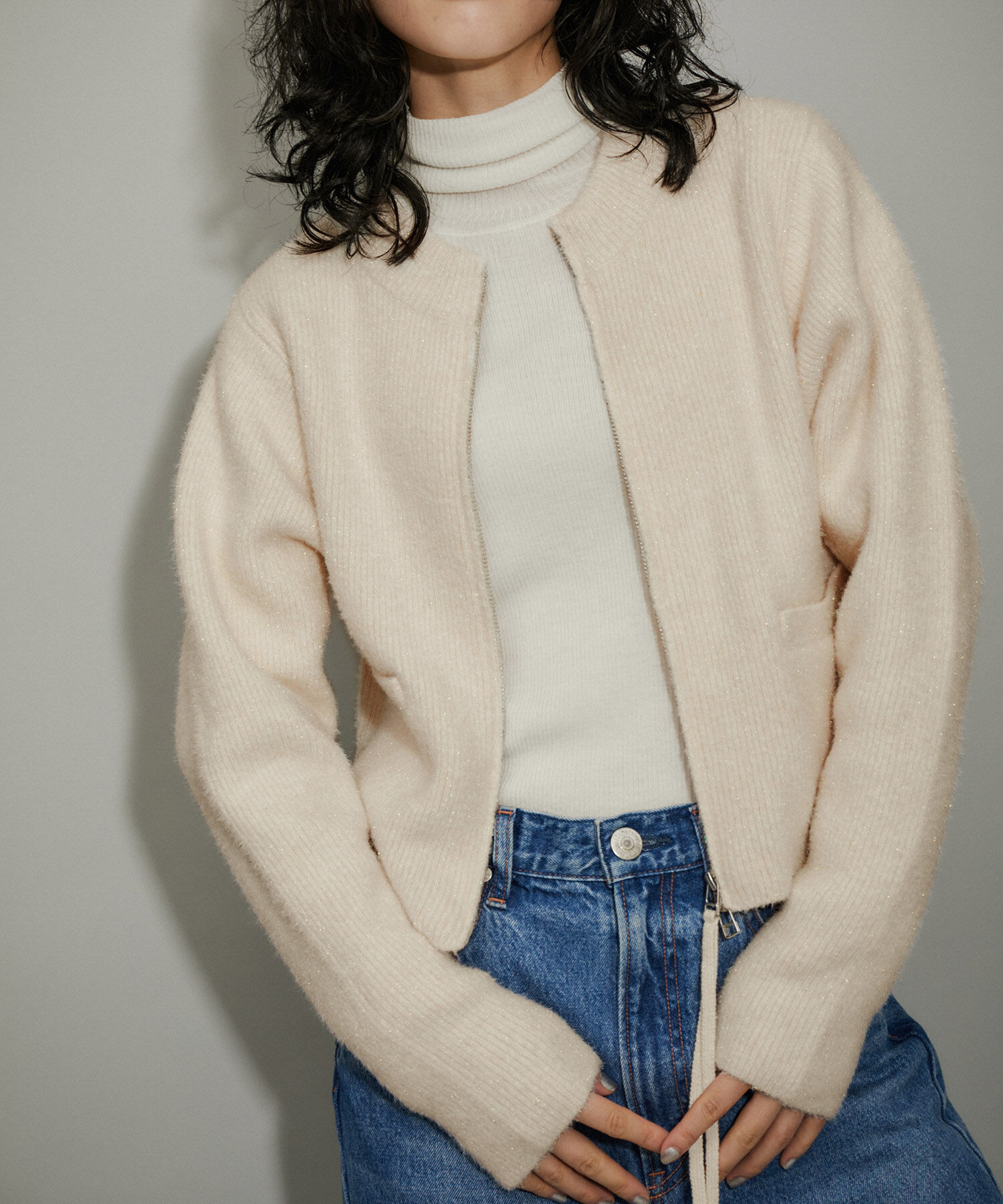 ADAM ET ROPE'「【WEB限定・新色追加】ラメニットカーディガン」|カーディガン|