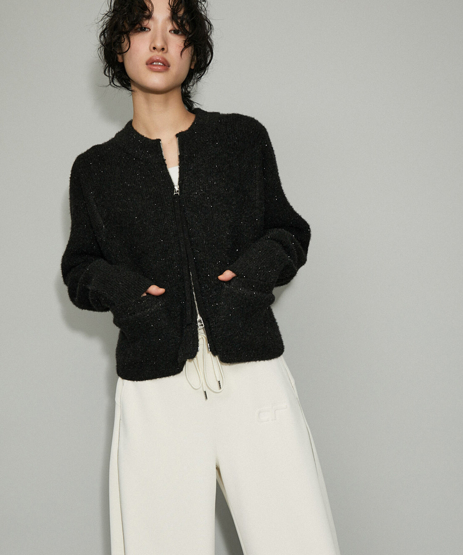 ADAM ET ROPE'「【WEB限定・新色追加】ラメニットカーディガン」|カーディガン|