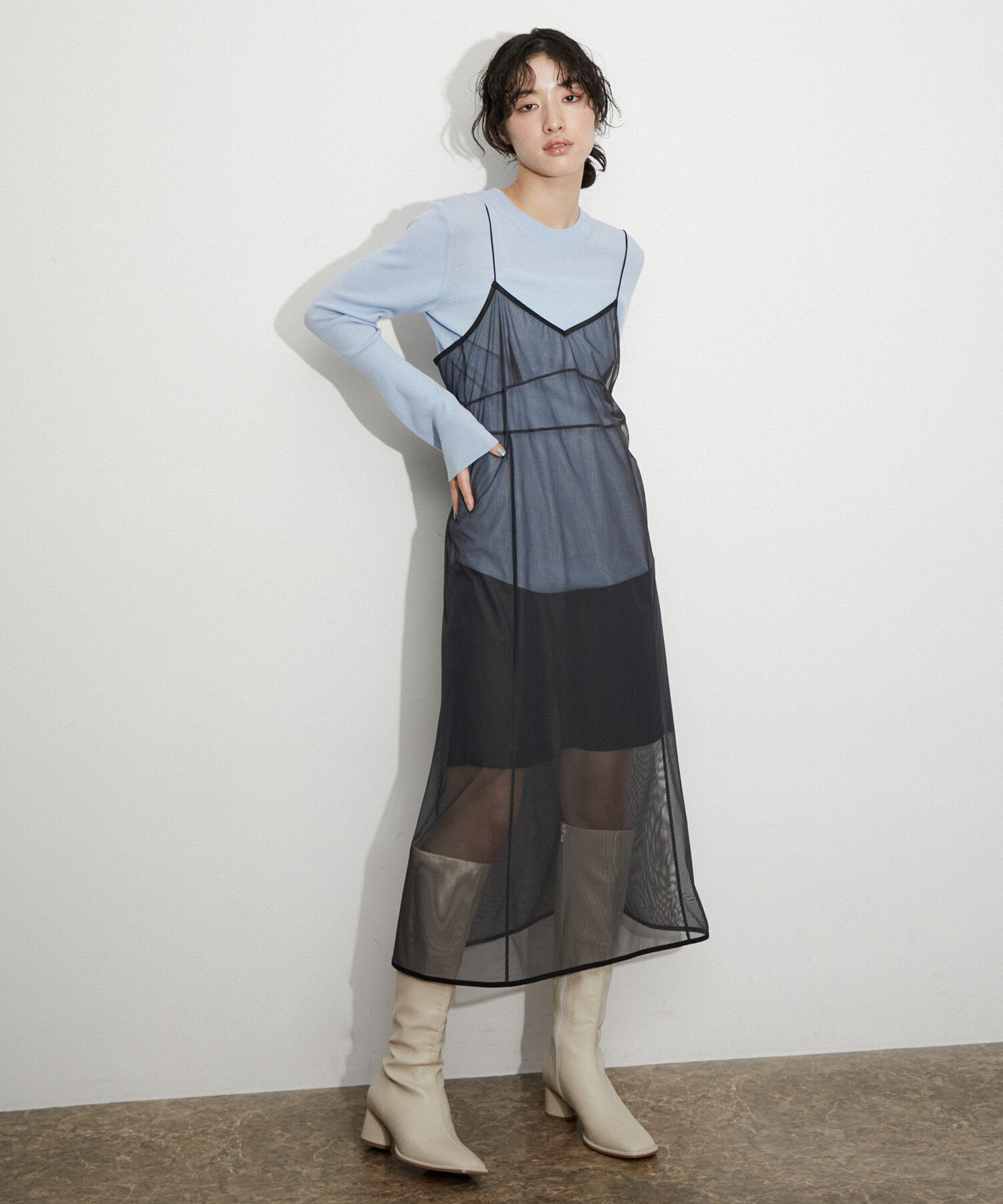 ADAM ET ROPE'「シアーキャミワンピース」|ワンピース|