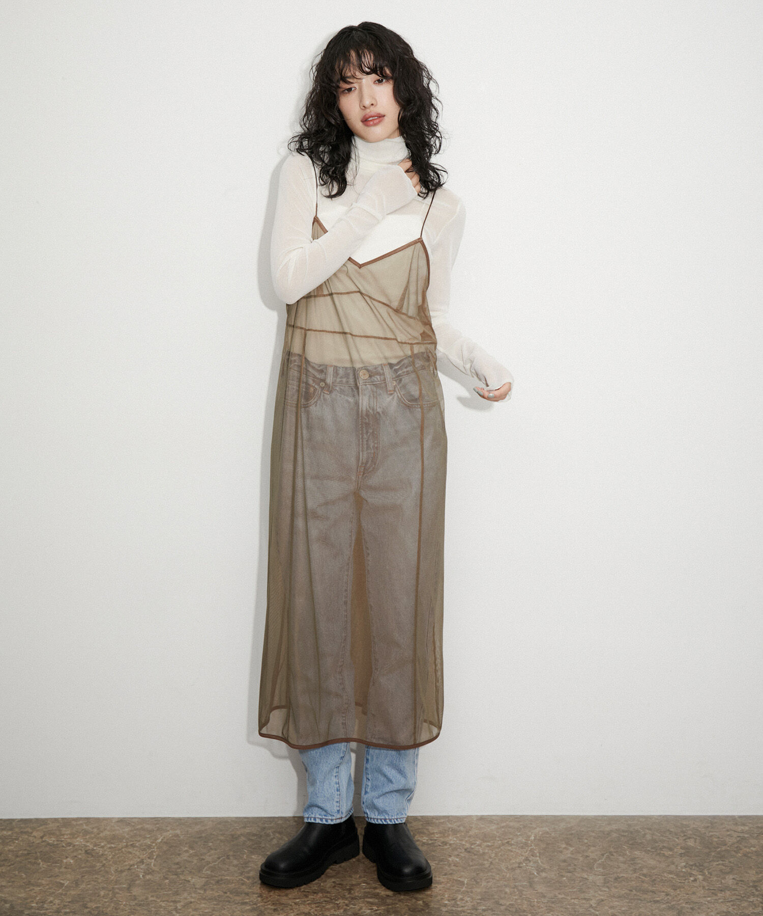 ADAM ET ROPE'「シアーキャミワンピース」|ワンピース|