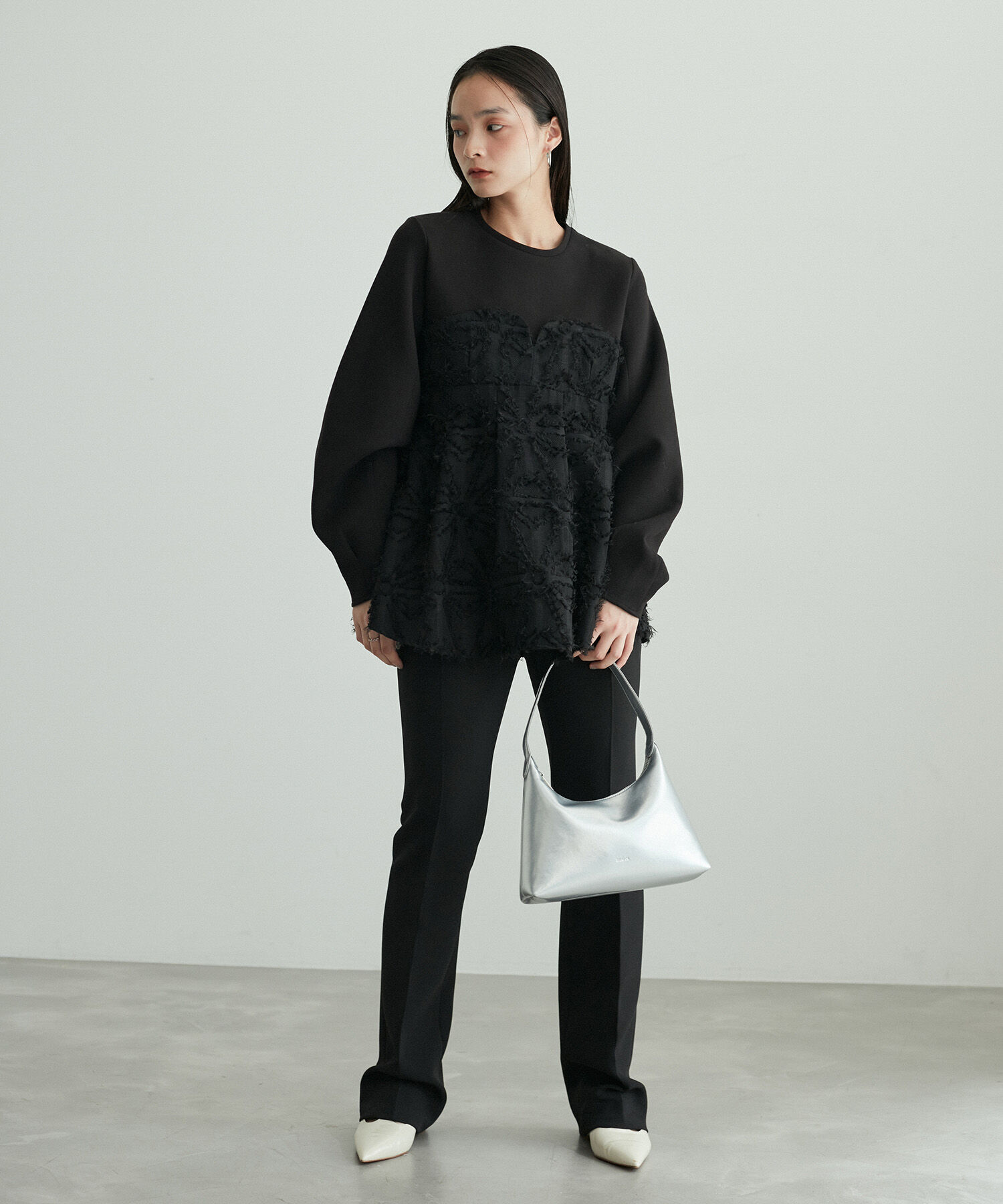 ADAM ET ROPE'「【サステナブル・オケージョン・洗える・再入荷】ジャカードビスチェコンビプルオーバー」|Tシャツ・カットソー|