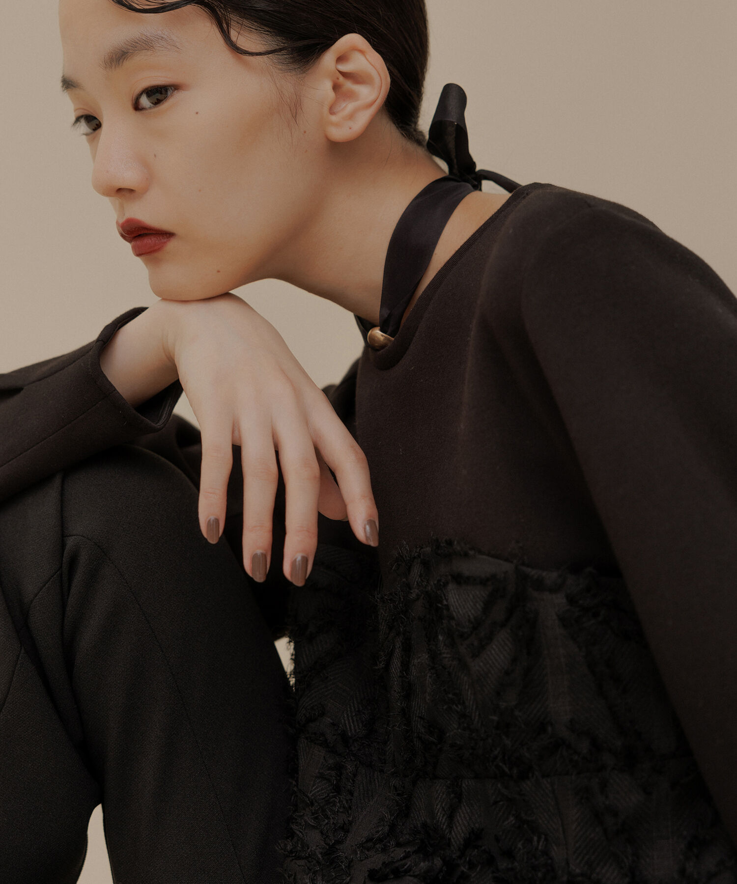 ADAM ET ROPE'「【サステナブル・オケージョン・洗える・再入荷】ジャカードビスチェコンビプルオーバー」|Tシャツ・カットソー|