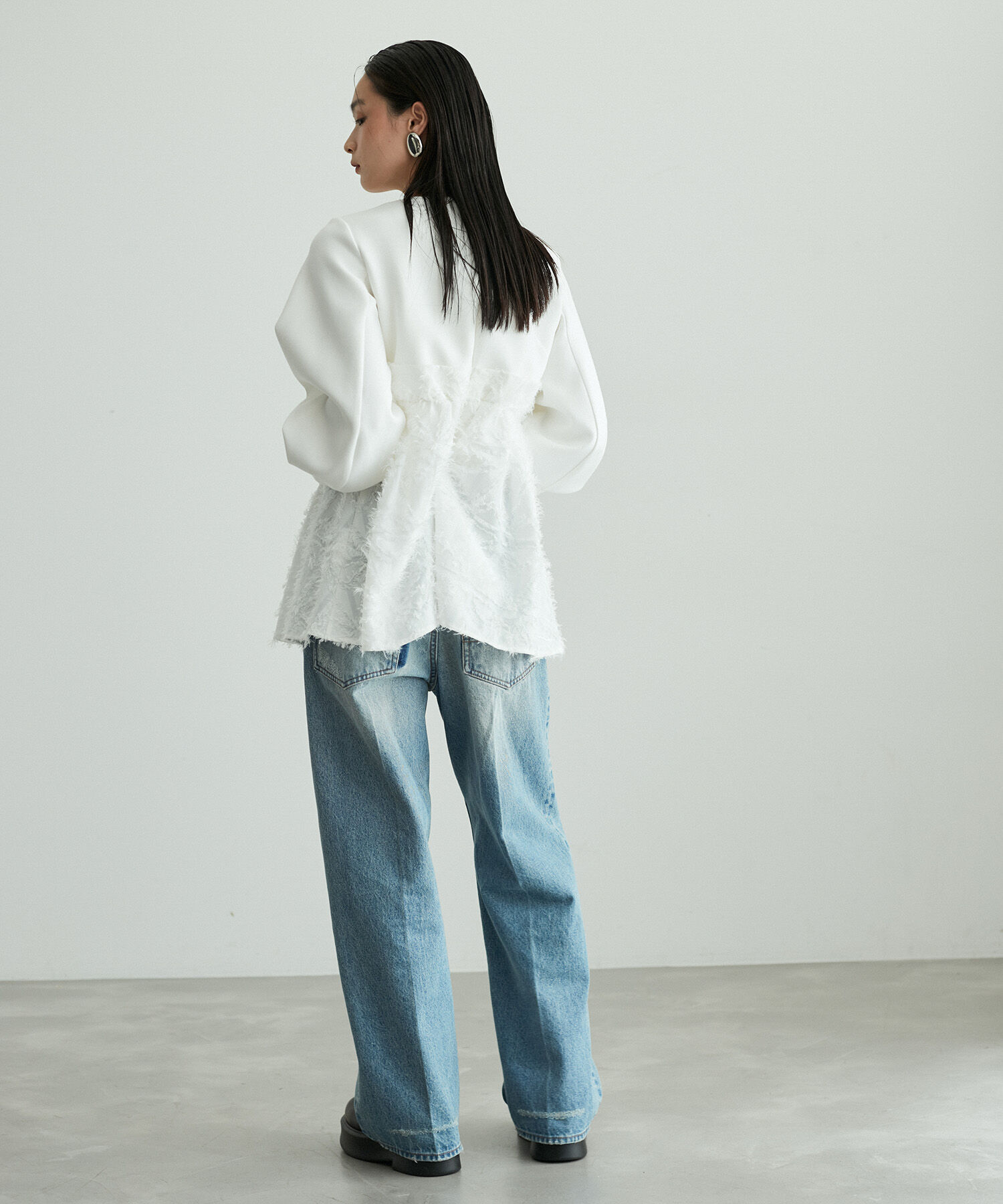 ADAM ET ROPE'「【サステナブル・オケージョン・洗える・再入荷】ジャカードビスチェコンビプルオーバー」|Tシャツ・カットソー|