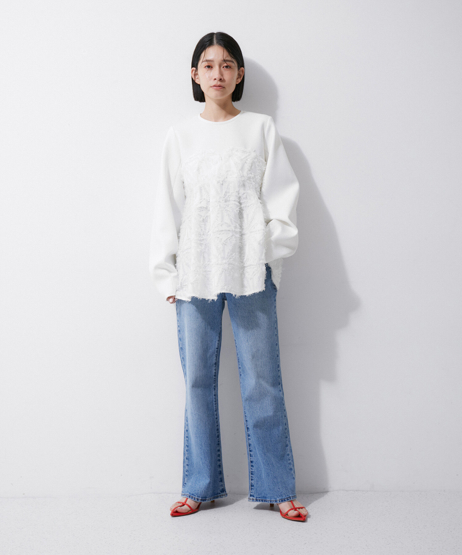 ADAM ET ROPE'「【サステナブル・オケージョン・洗える・再入荷】ジャカードビスチェコンビプルオーバー」|Tシャツ・カットソー|