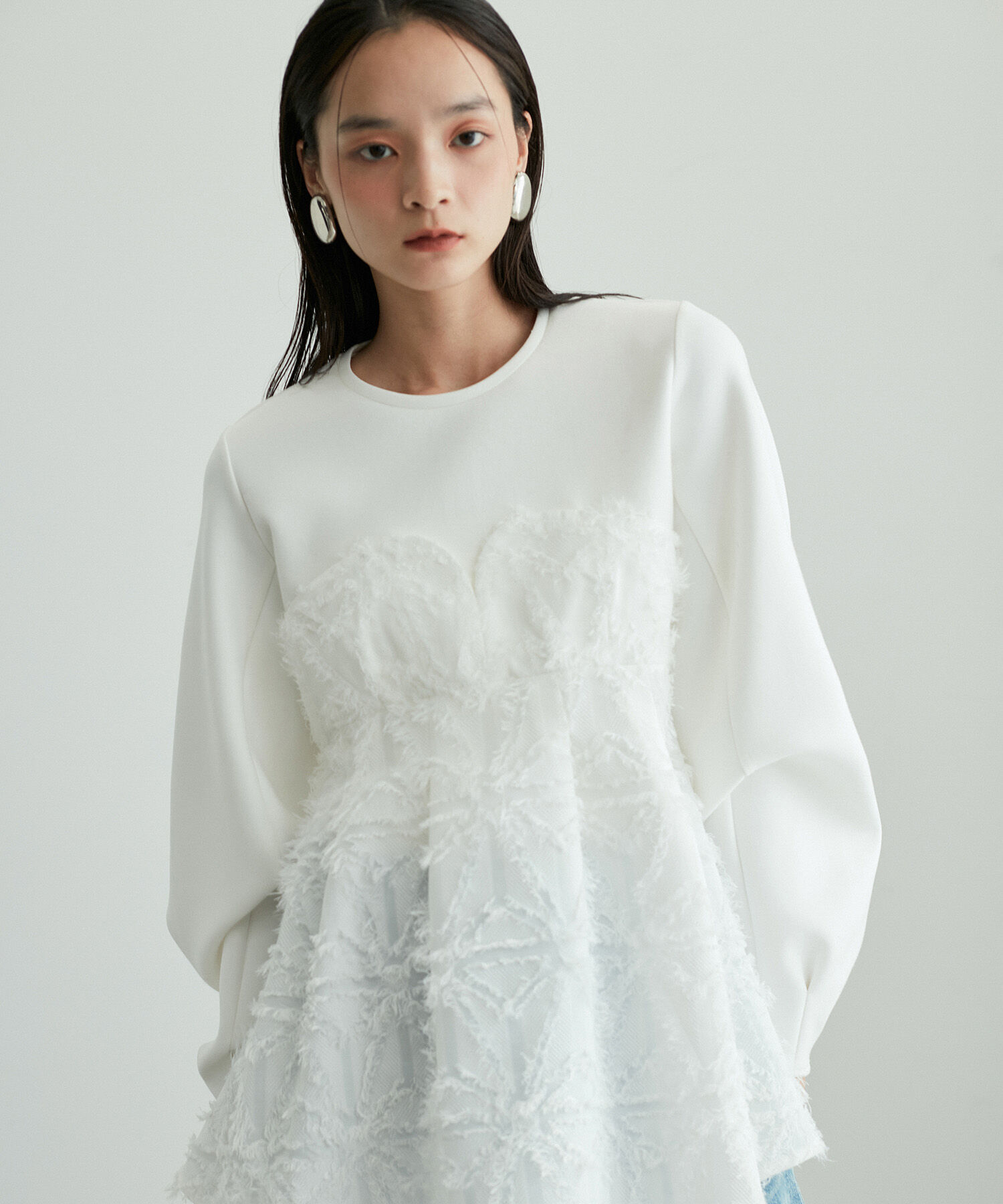 ADAM ET ROPE'「【サステナブル・オケージョン・洗える・再入荷】ジャカードビスチェコンビプルオーバー」|Tシャツ・カットソー|