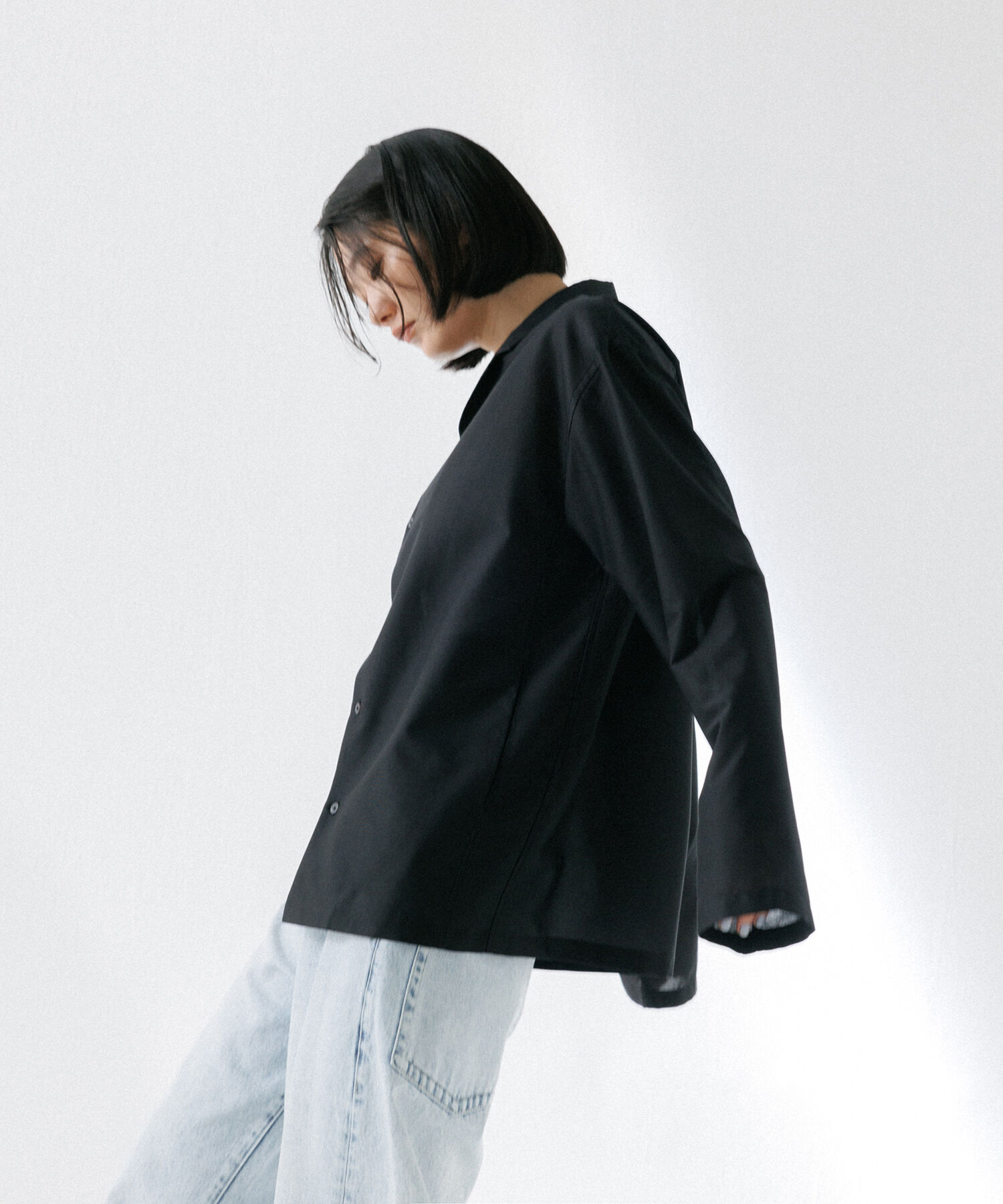 ADAM ET ROPE'「【(F)LIGHT/フライト】超軽量 オーバーサイズ シアー オープンカラーシャツ / 速乾 / ストレッチ / イージ」|シャツ・ブラウス|