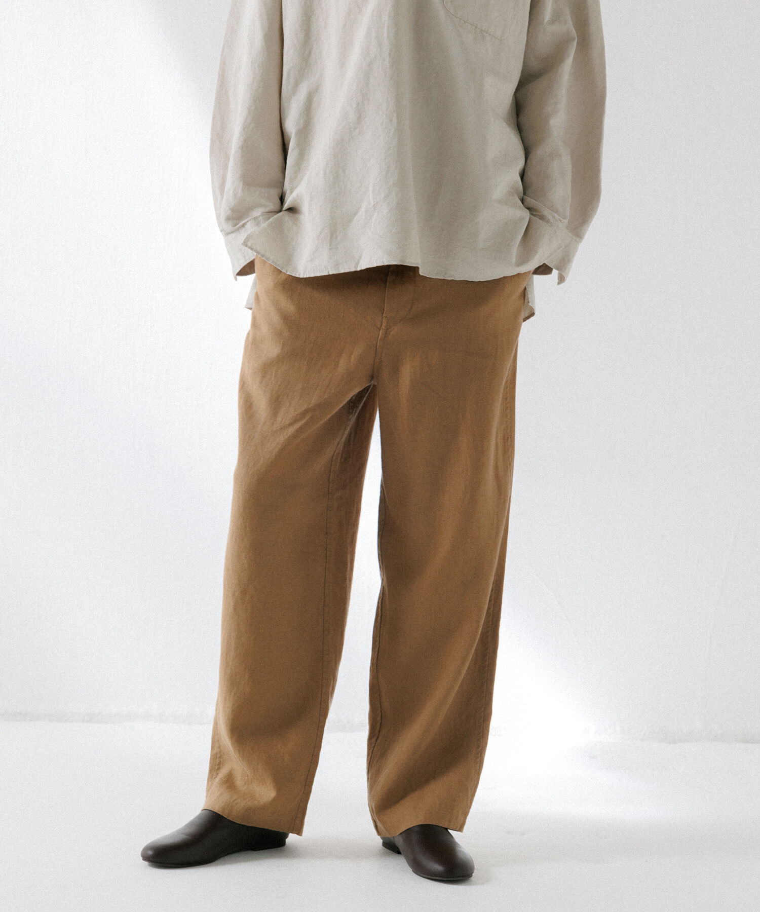 ADAM ET ROPE'「リネン ワイドパンツ / ロングシーズン着用可能 / セットアップ対応」|スラックス|ブラウン(22)