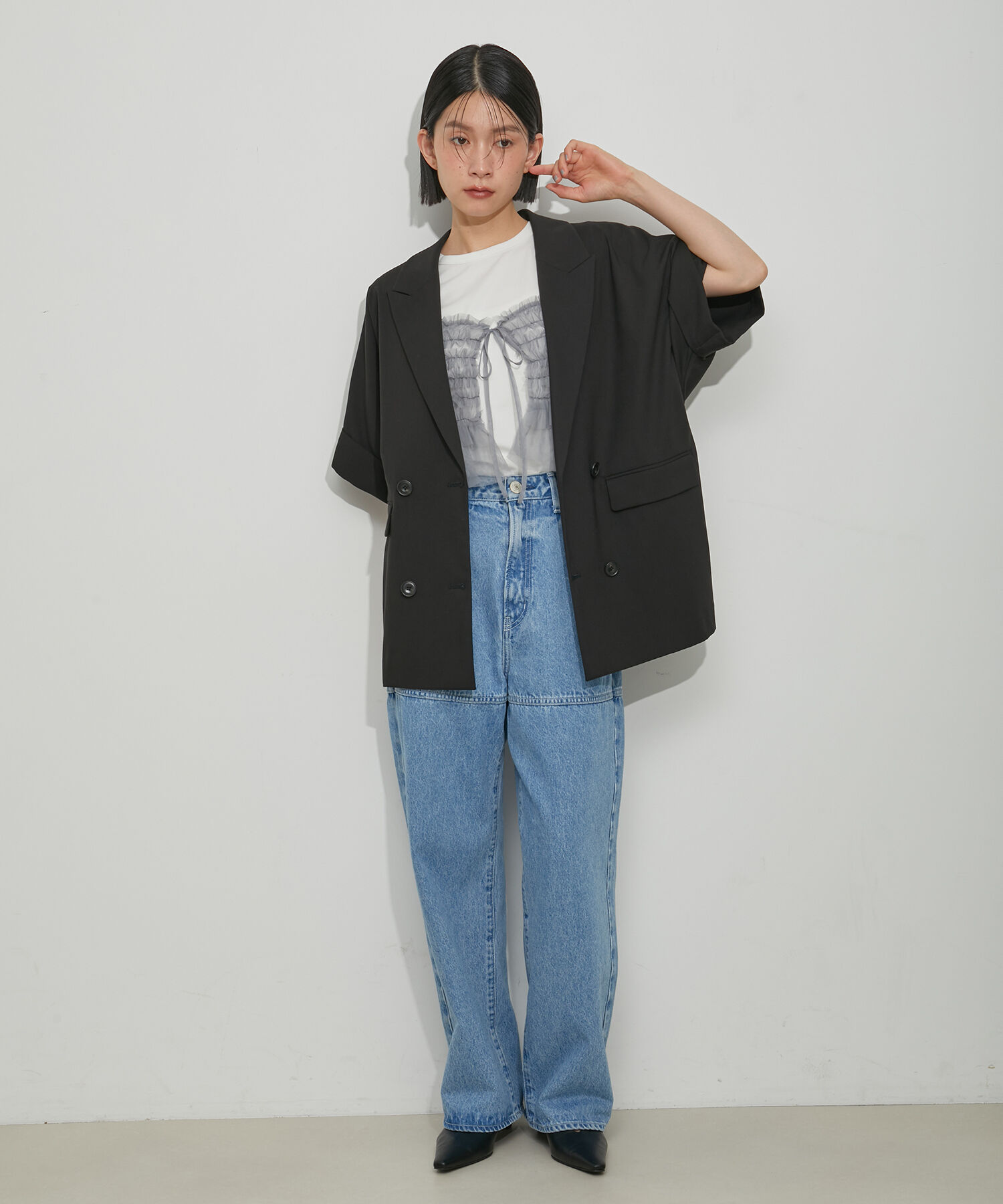 ADAM ET ROPE'「【再入荷・新色追加】ショートスリーブシャツJK」|テーラードジャケット|