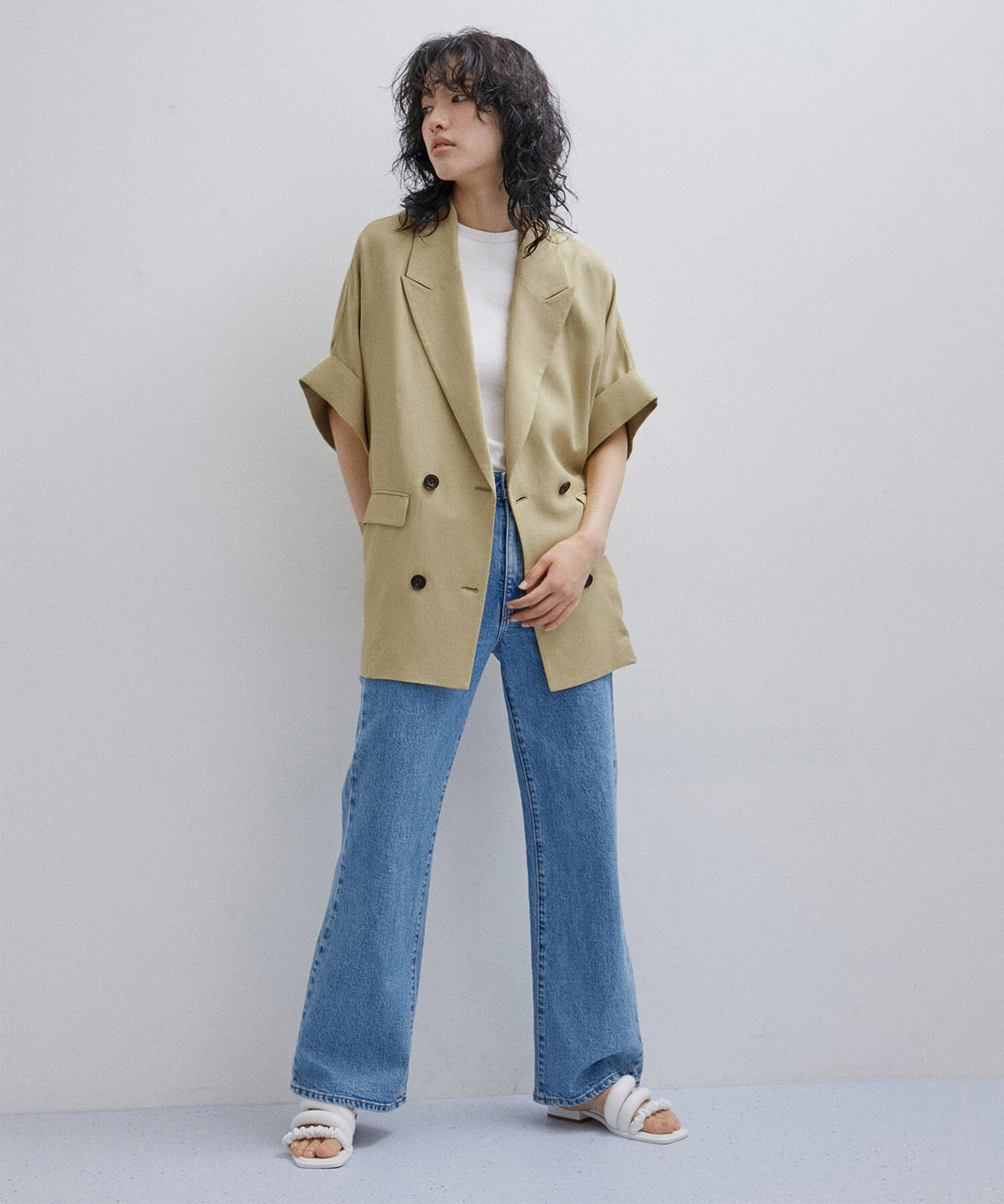 ADAM ET ROPE'「【再入荷・新色追加】ショートスリーブシャツJK」|テーラードジャケット|