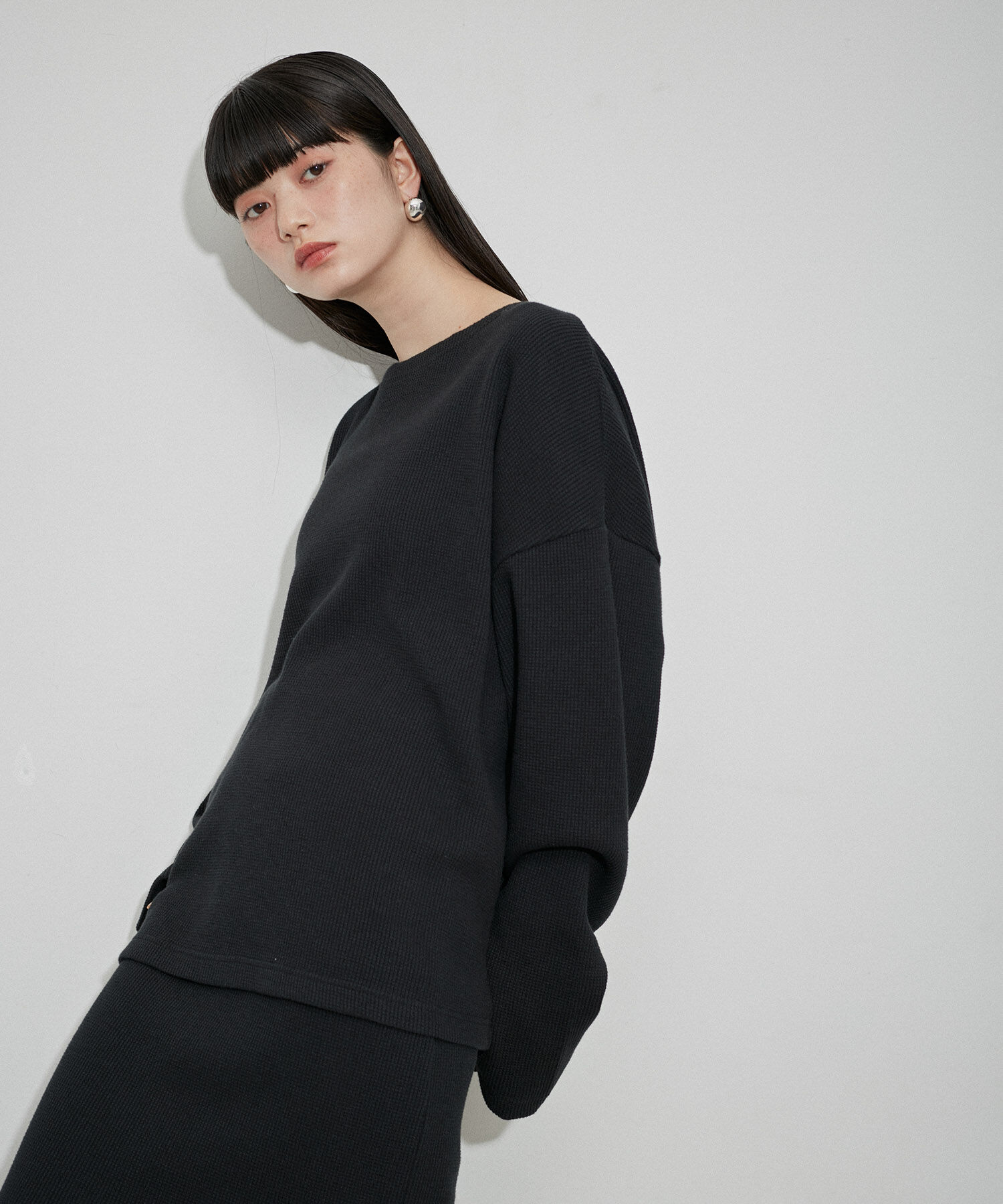 ADAM ET ROPE'「【Miller for ADAM ET ROPE】別注WAFFLE L/S TEE」|Tシャツ・カットソー|ブラック(01)