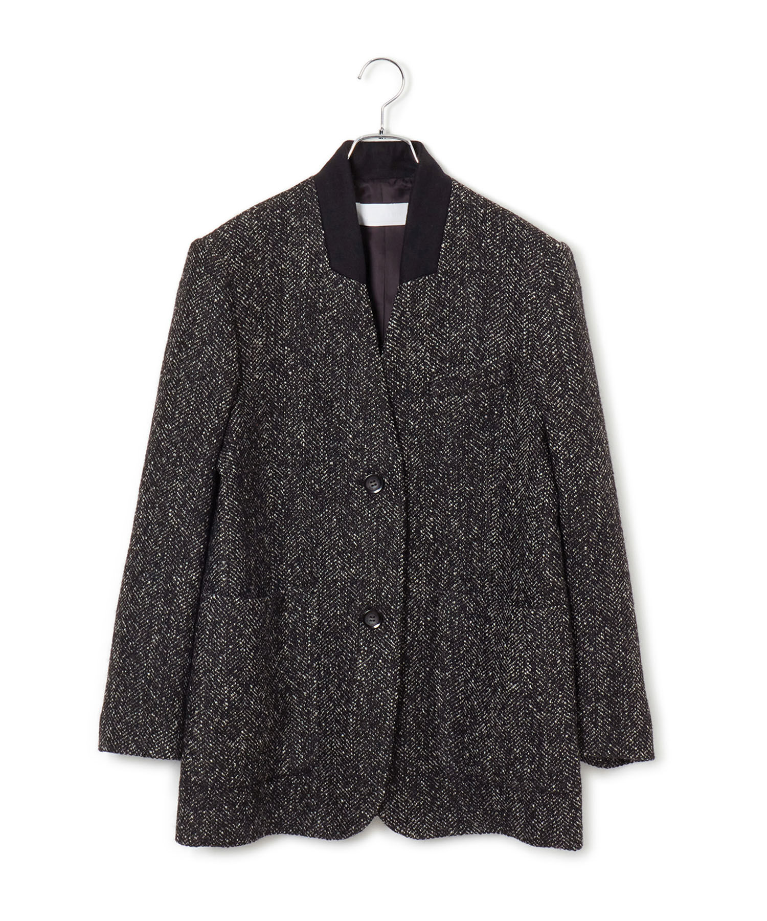 ADAM ET ROPE'「ツイードシングルジャケット」|ノーカラージャケット|
