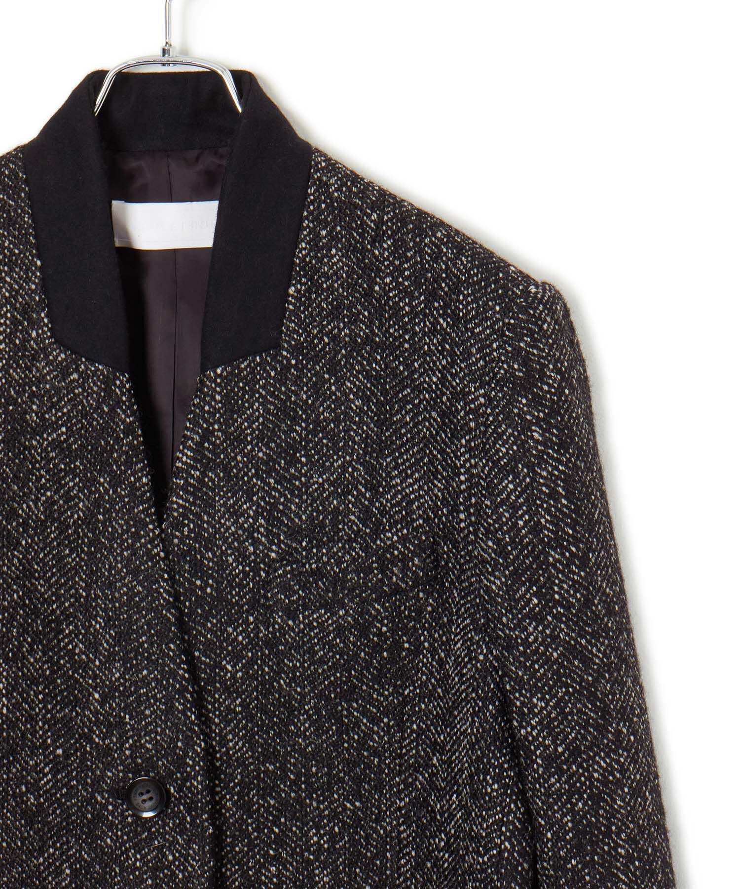 ADAM ET ROPE'「ツイードシングルジャケット」|ノーカラージャケット|