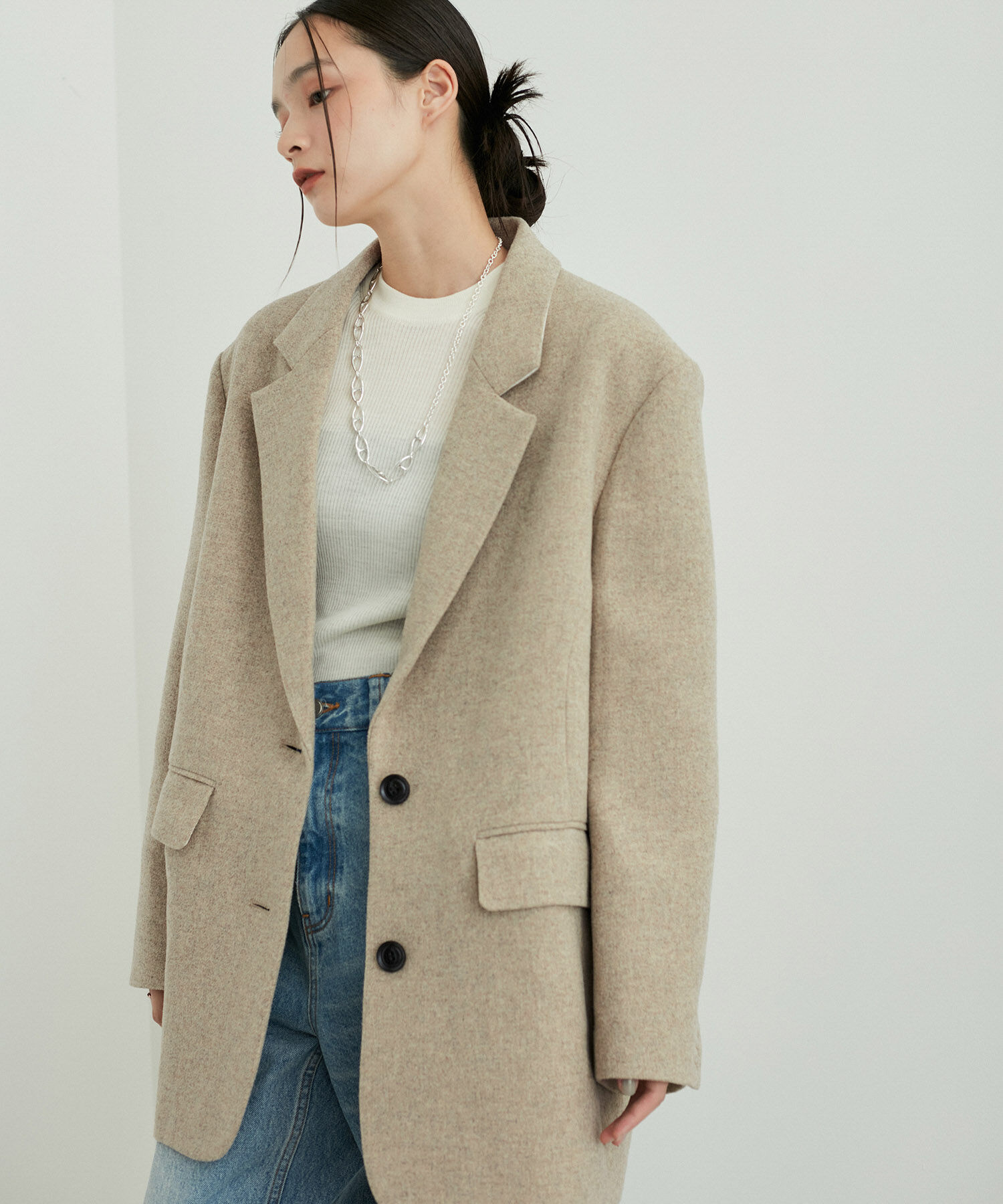 ADAM ET ROPE'「ボンディングオーバージャケットコート」|テーラードジャケット|