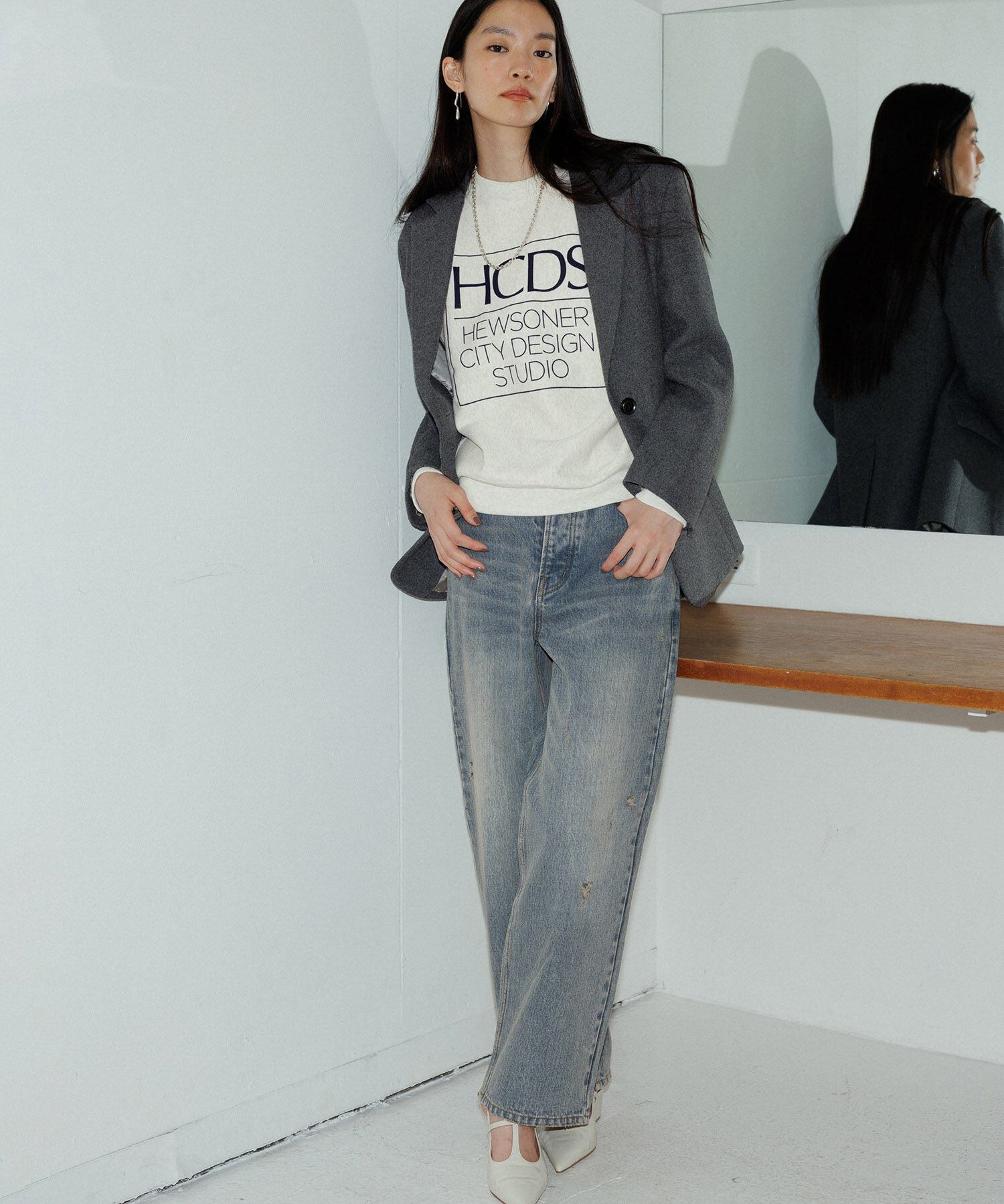 ADAM ET ROPE'「ボンディングオーバージャケットコート」|テーラードジャケット|