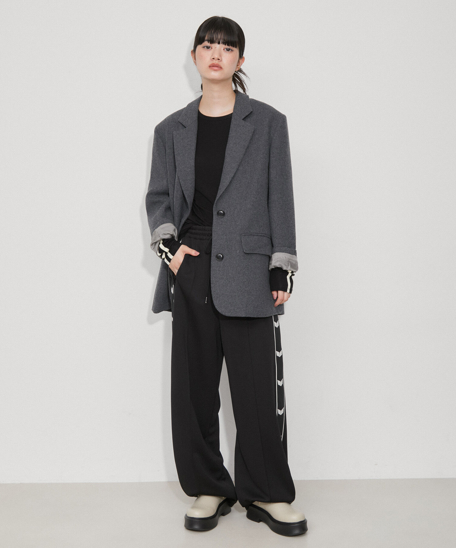 ADAM ET ROPE'「ボンディングオーバージャケットコート」|テーラードジャケット|