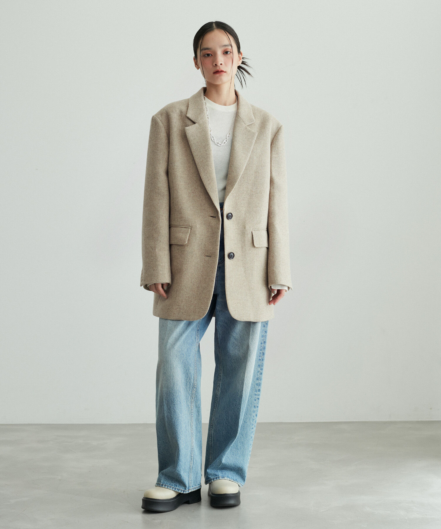 ADAM ET ROPE'「ボンディングオーバージャケットコート」|テーラードジャケット|