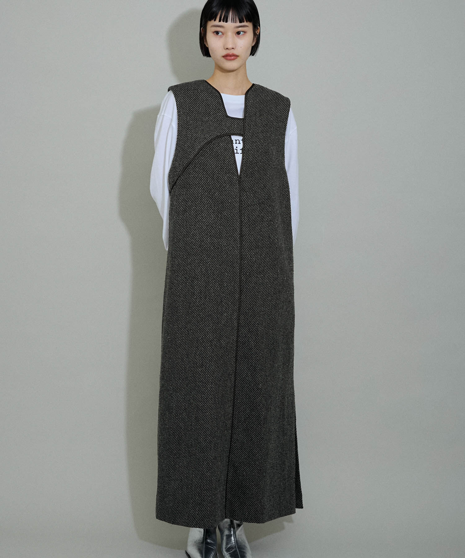 ADAM ET ROPE'「【WEB限定】２WAYツイードジャンパースカート」|ワンピース|ブラック系(04)