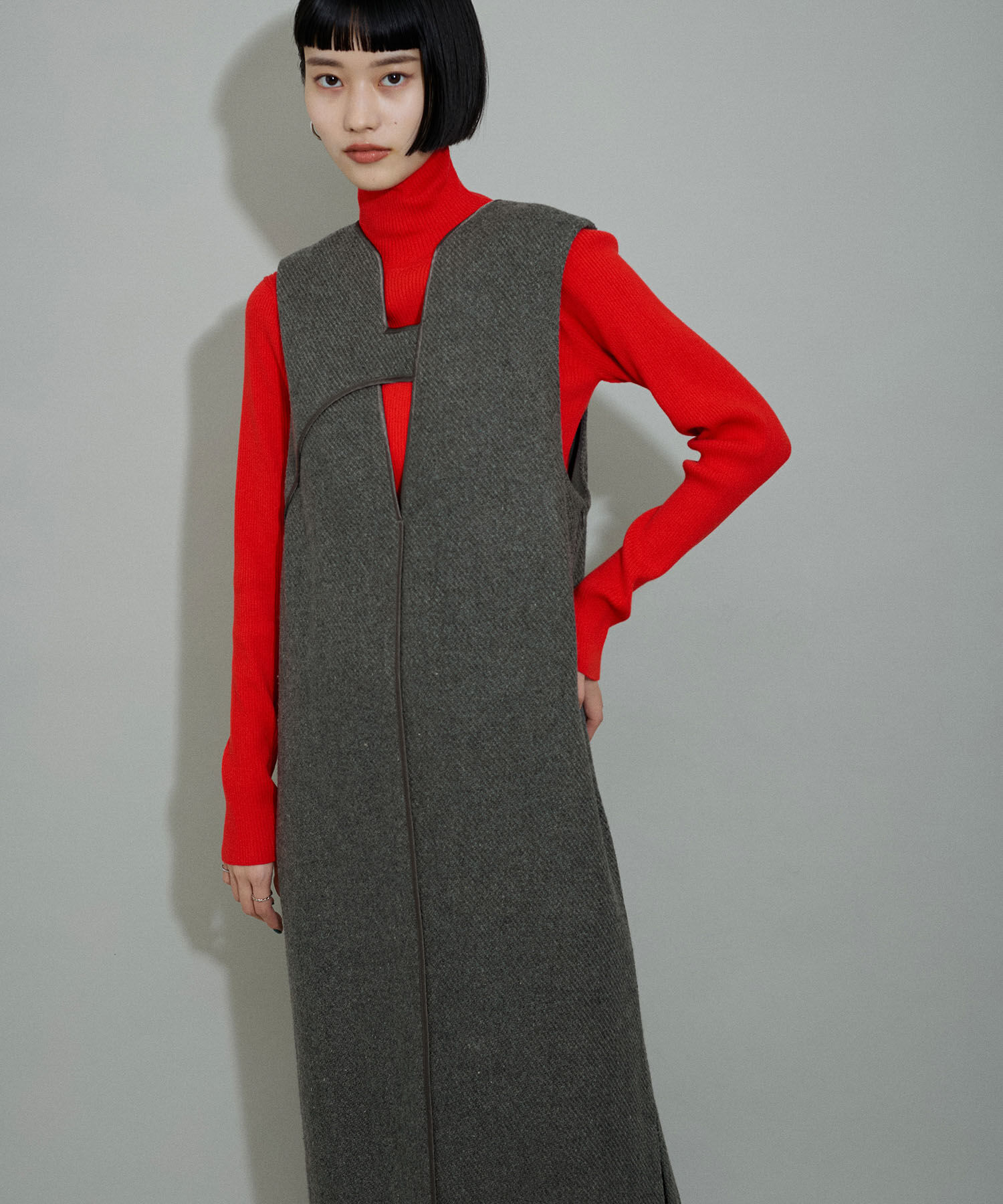 ADAM ET ROPE'「【WEB限定】２WAYツイードジャンパースカート」|ワンピース|チャコール(06)