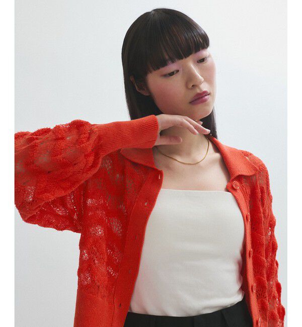 ADAM ET ROPE'「レースニットカーディガン」|カーディガン|