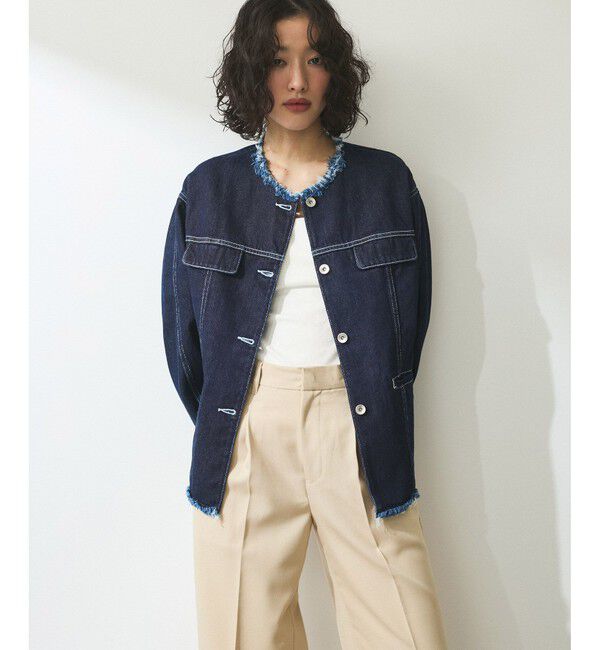 ADAM ET ROPE'「【WEB限定】デニムフリンジブルゾン」|ブルゾン・スタジャン|