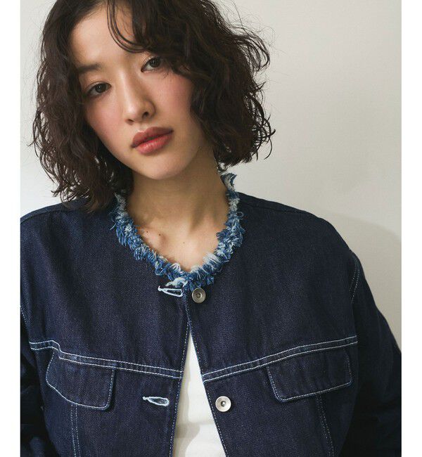 ADAM ET ROPE'「【WEB限定】デニムフリンジブルゾン」|ブルゾン・スタジャン|