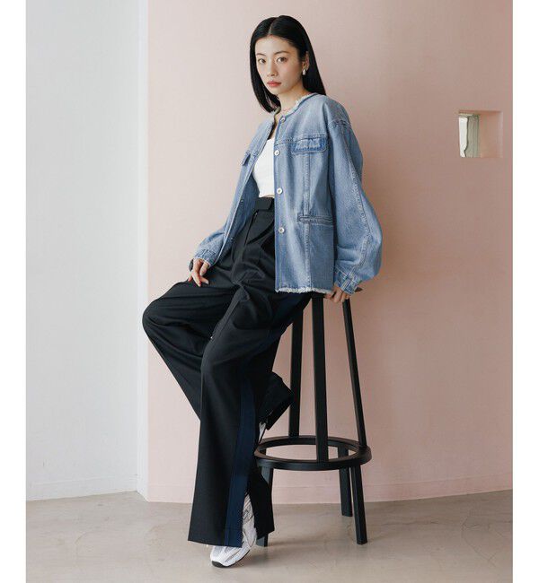 ADAM ET ROPE'「【WEB限定】デニムフリンジブルゾン」|ブルゾン・スタジャン|