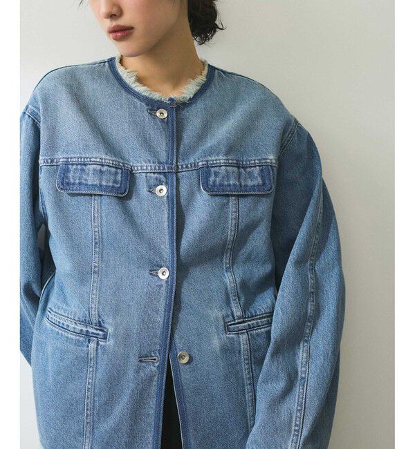ADAM ET ROPE'「【WEB限定】デニムフリンジブルゾン」|ブルゾン・スタジャン|