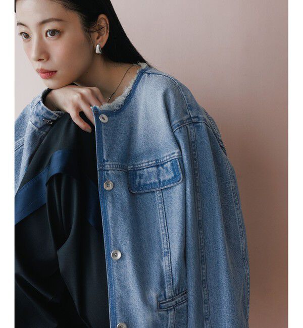 ADAM ET ROPE'「【WEB限定】デニムフリンジブルゾン」|ブルゾン・スタジャン|