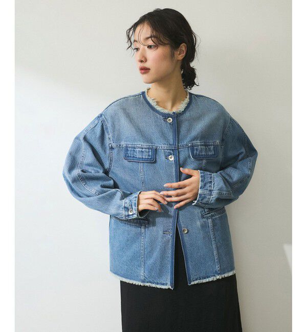 ADAM ET ROPE'「【WEB限定】デニムフリンジブルゾン」|ブルゾン・スタジャン|