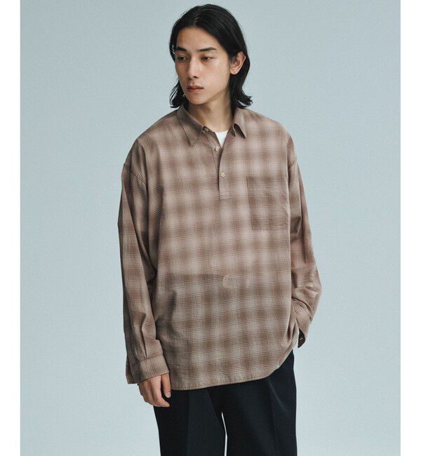 ADAM ET ROPE'「シアーリップル チェック プルオーバーシャツ / ロングシーズン着用可能」|シャツ・ブラウス|