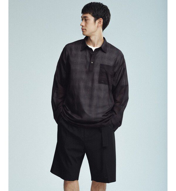 ADAM ET ROPE'「シアーリップル チェック プルオーバーシャツ / ロングシーズン着用可能」|シャツ・ブラウス|