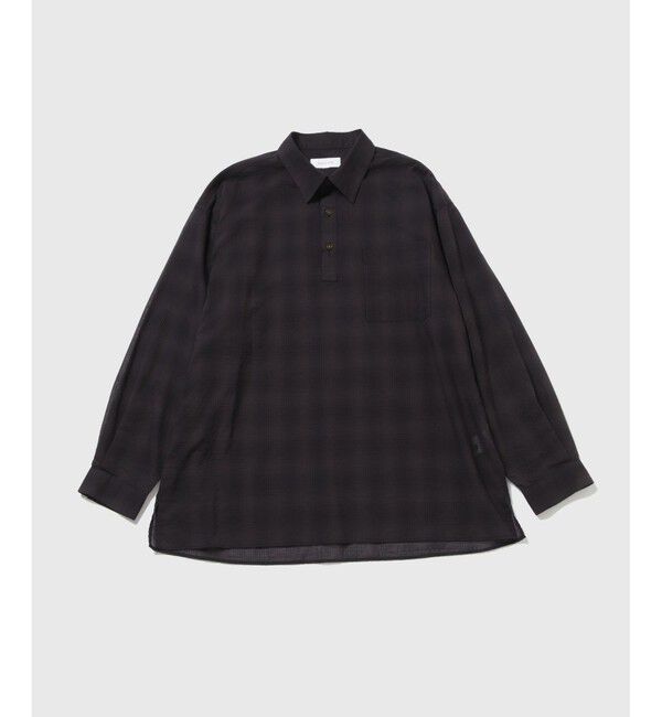 ADAM ET ROPE'「シアーリップル チェック プルオーバーシャツ / ロングシーズン着用可能」|シャツ・ブラウス|